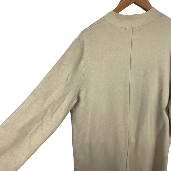 Lillusory Womens Long Sleeve Open Duster Cardigan Coatigan Sz L Beige Oversized - Picture 4 of 11